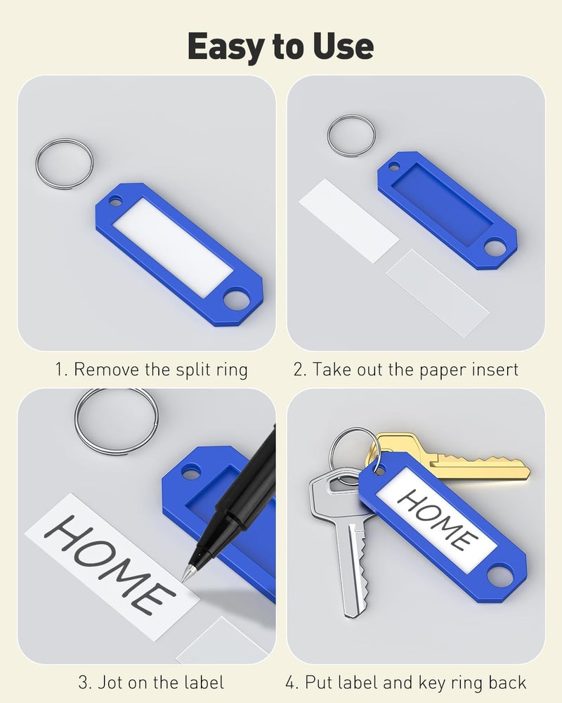 Uniclife 10 Pcs Key Tags, 5 Color Key Tags with Labels, Key Labels for Keychain, 2.3" x 0.8" Plastic Key Identifiers with Split Ring, Blank Key Ring Tags for House Office & School - Image 5